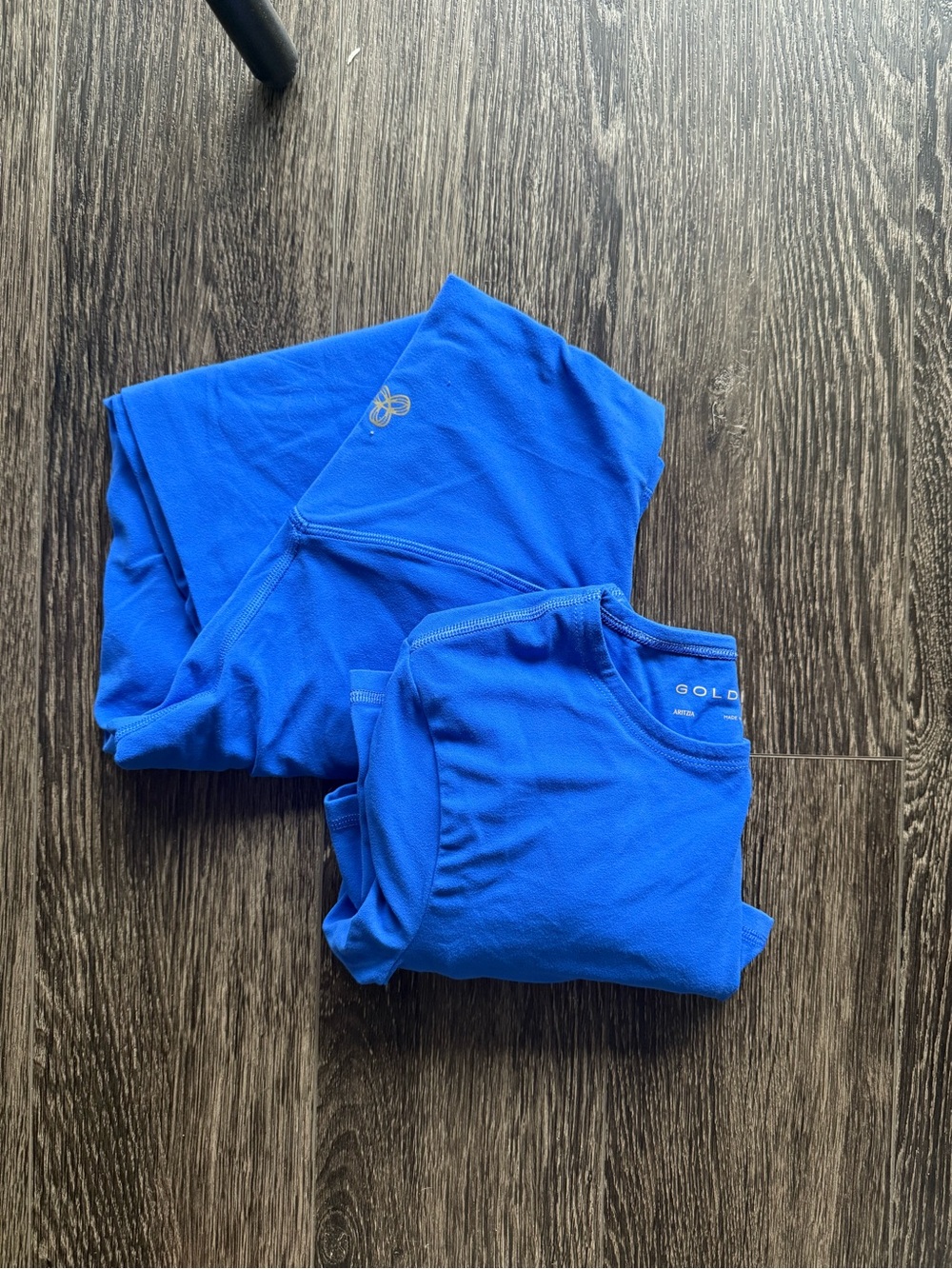 Golden/Aritzia Jazz Blue Workout Set